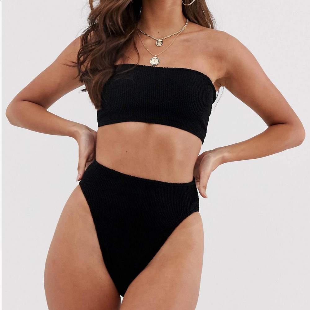 ASOS Black Crinkle Bikini